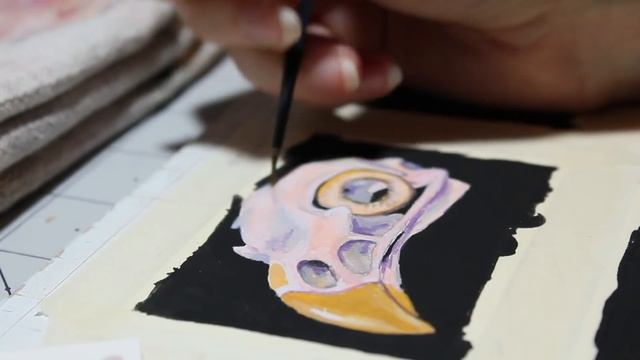 Mini Bird Skulls - Gouache // May Artist Trading cards смотреть онлайн
