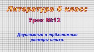 Литература 6 класс (Урок№12 - Двусложные и трёхсложные размеры стиха.)