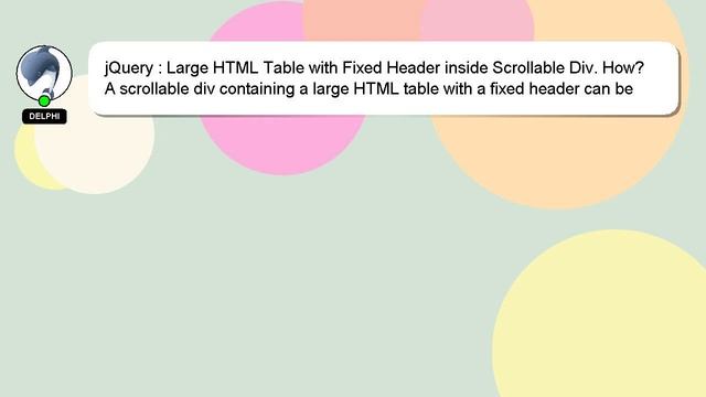 jQuery : Large HTML Table with Fixed Header inside Scrollable Div. How? смотреть онлайн