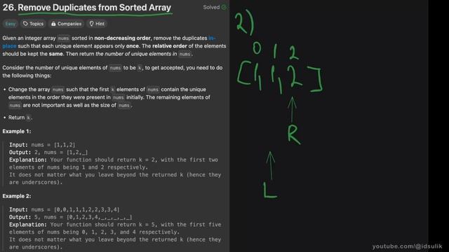 26. Remove Duplicates from Sorted Array. Задача из собеседования Microsoft, Google смотреть онлайн