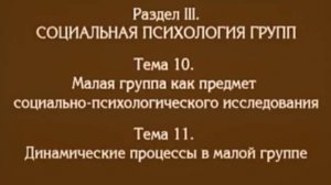 Лекция 9. Малая группа, динамические процессы в малой группе, Андреева Г.М