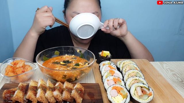 먹방🇰🇷 돈까스 김밥&소세지 김밥&앵그리 너구리 라면먹방 Kimbab & Ramen ♥ 리얼사운드 ASMR MUKBANG Eating show Real sound смотреть онлайн