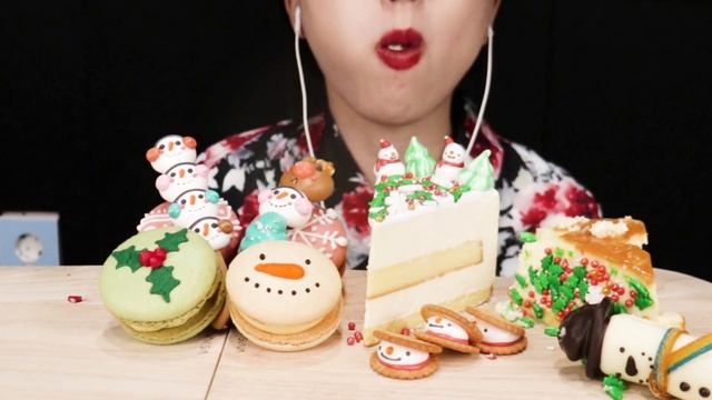 ASMR 크리스마스 디저트 먹방★크리스마스 케이크, 크리스마스 마카롱, 크리스마스 머랭쿠키, 크리스마스 마시멜로우, Christmas dessert, 크리스마스 쿠키,Mukban смотреть онлайн