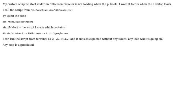 Raspberry Pi: lxsession/LXDE/autostart is not running my script? смотреть онлайн