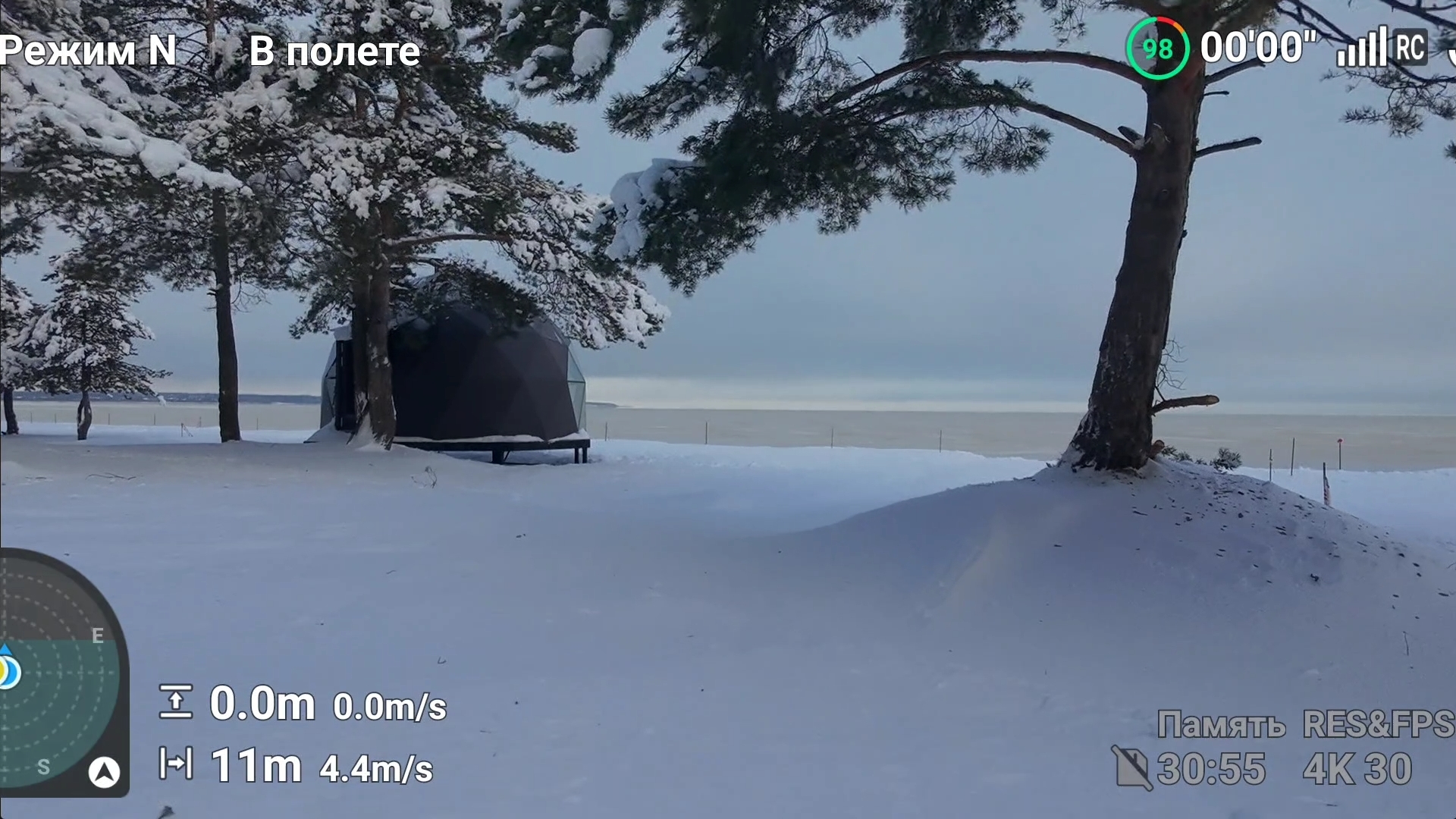 DJI Neo зимой над Ладогой