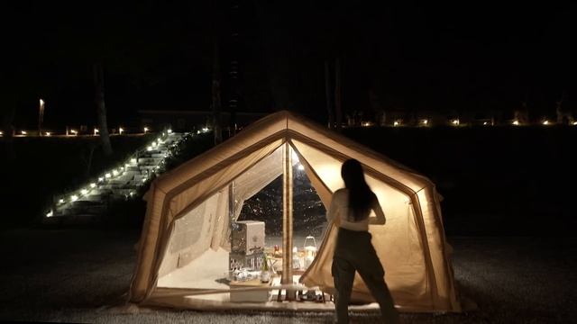 5 MINUTES Installation, 40KG INFLATABLE TENT 🏕️ Solo Camping . Hot Tent . смотреть онлайн