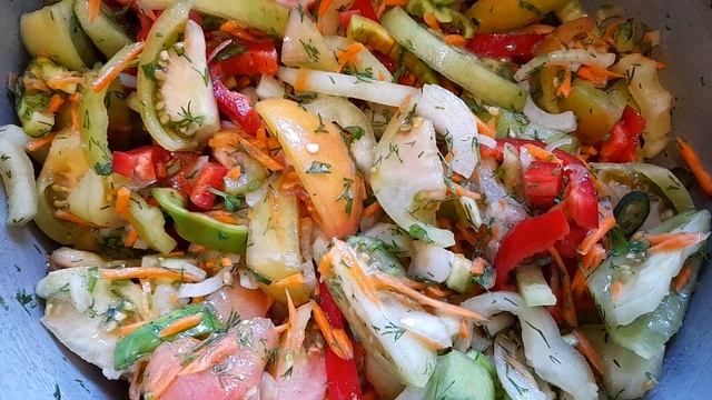 Салат из зеленых помидоров Очень вкусно #зеленыепомидоры მწვანე პომიდორის  სალათი