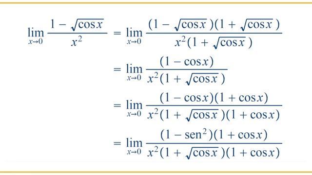 Calcule lim_{x→0}((1-√(cos x))/(x²)) смотреть онлайн