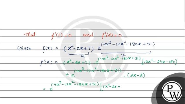 If the absolute maximum value of the function
\[
f(x)=\left(x^{2}-2 x+7\right) e^{\left(4 x^{3}-... смотреть онлайн