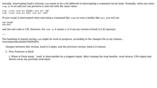 Unix & Linux: Keep exit codes when trapping SIGINT and similar? (4 Solutions!!) смотреть онлайн