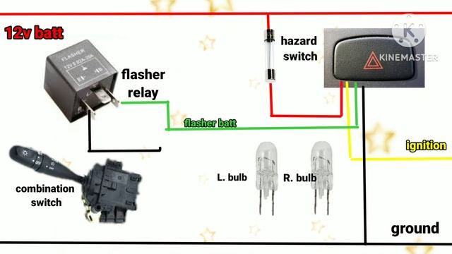 HAZARD LIGHT AND SIGNAL LIGHT WIRING. (flasher,combination switch and hazard switch connection) смотреть онлайн