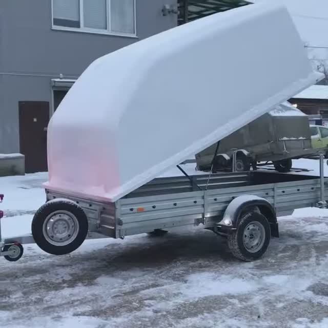 Легковой прицеп с крышкой. Для снегохода смотреть онлайн