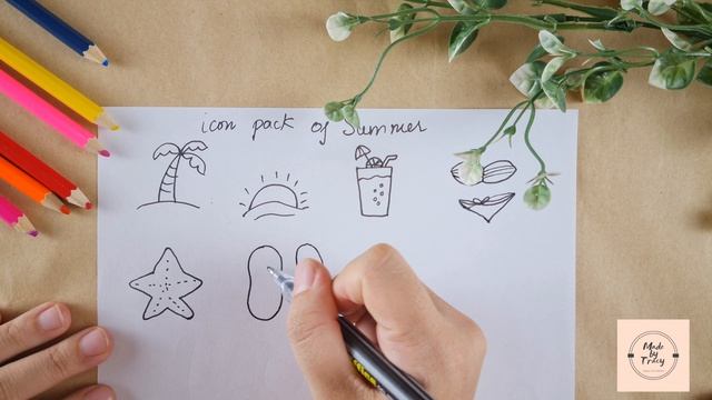 How to doodle summer icons for beginners | Doodle with Tracy | Easy draw смотреть онлайн