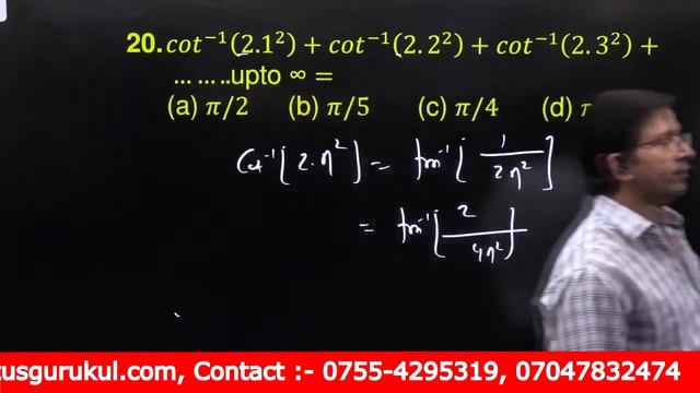 〖cot〗^(-1) (〖2.1〗^2 )+〖cot〗^(-1) (2.2^2 )+〖cot〗^(-1) (2.3^2 )+ ……..upto ∞= смотреть онлайн
