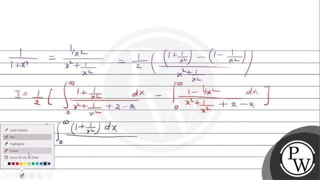The value of the integral \( \int_{0}^{\infty} \frac{1}{1+x^{4}} d x \), is
(A) \( \frac{\pi}{2}... смотреть онлайн