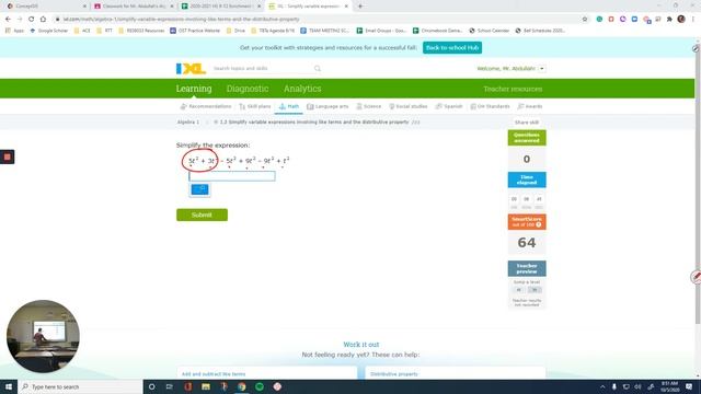 IXL I.3 Simplify variable expressions involving like terms and the distributive property [ZXX] смотреть онлайн