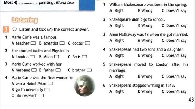 Spotlight 6 - WORKBOOK - 7c Famous Firsts - Page 43 смотреть онлайн