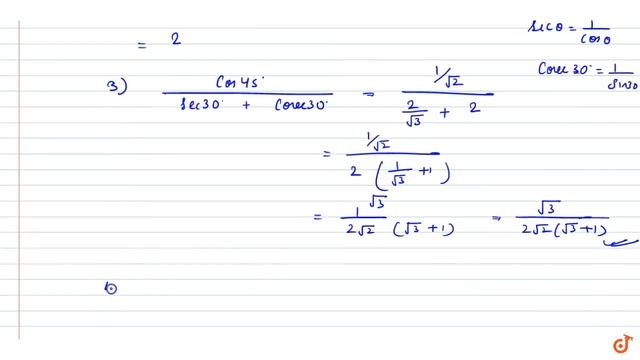 Evaluate the following (i) `sin 60^ cos30^ + sin 30^ cos 60^` (ii) `2tan^2 45^ + cos^2 30^ - sin... смотреть онлайн