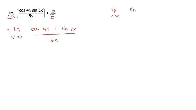 limit x mendekati 0, (cos 4x sin 3x)/5x = .... смотреть онлайн