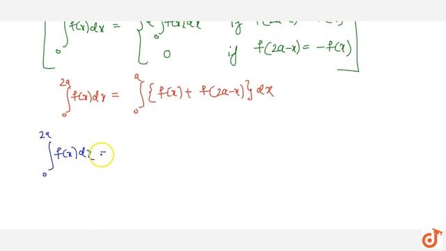 Property 10: If `f(x)` is a continuous function defined on `[0, 2a]` then `int_0 ^(2a)f(x)dx = смотреть онлайн