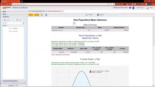 Test of Hypotheses about a Single Population Mean Using Rguroo смотреть онлайн