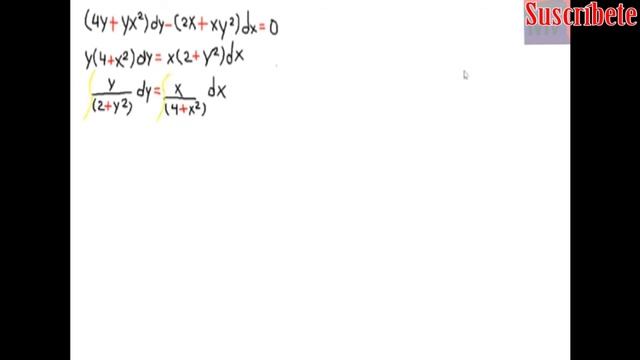 Separación de variables ecuaciones diferenciales |(4y + yx^2) dy - (2x + xy^2) dx = 0|-EJERCICIO 15 смотреть онлайн