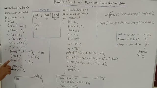 printf -2 || printf() in C || How to Print Int, float,Char data in C || Printf() function in C смотреть онлайн