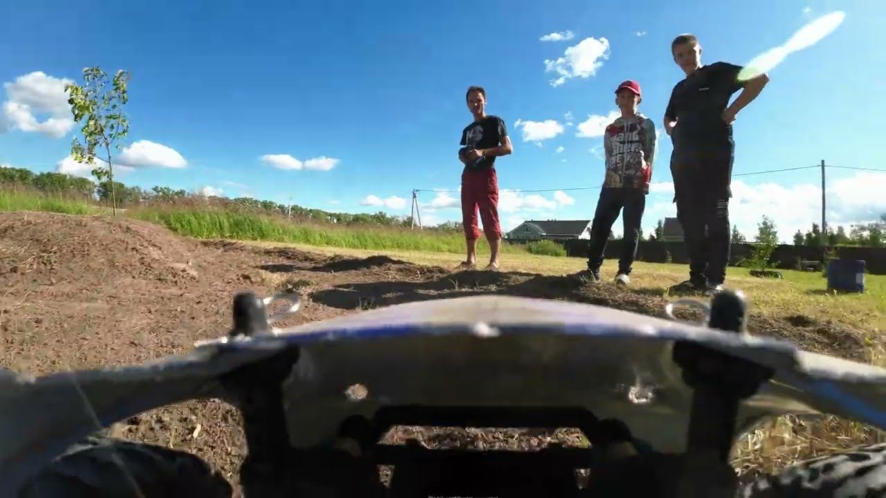 Dji Action 2 FPV RC Car вид из салона HSP Brontosaurus от первого лица