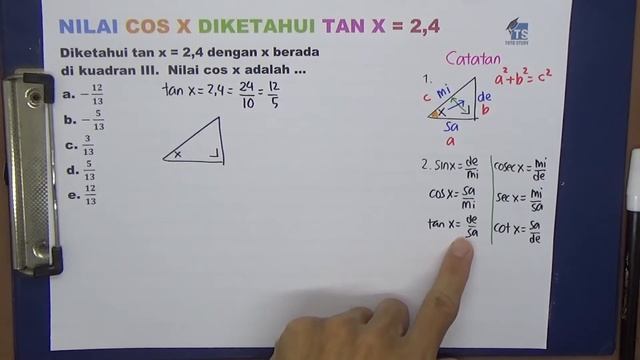 Nilai Cos X Diketahui tan x = 2,4 смотреть онлайн