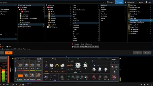BITWIG: POLYMER LEAD PATCHES walkthrough смотреть онлайн