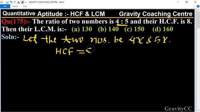 Q175 | The ratio of two numbers is 4 : 5 and their HCF is 8. Then their LCM is | HCF and LCM смотреть онлайн