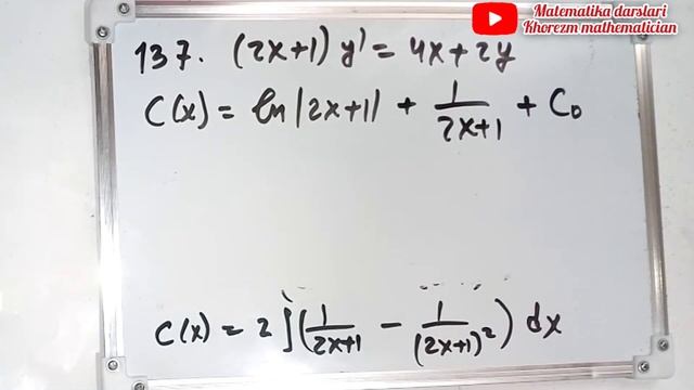 Differensial tenglamalar. Birinchi tartibli chiziqli differensial tenglama. Filippov 136-150 смотреть онлайн