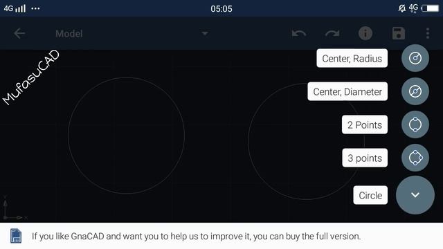 GnaCAD Circle Command Tutorial смотреть онлайн