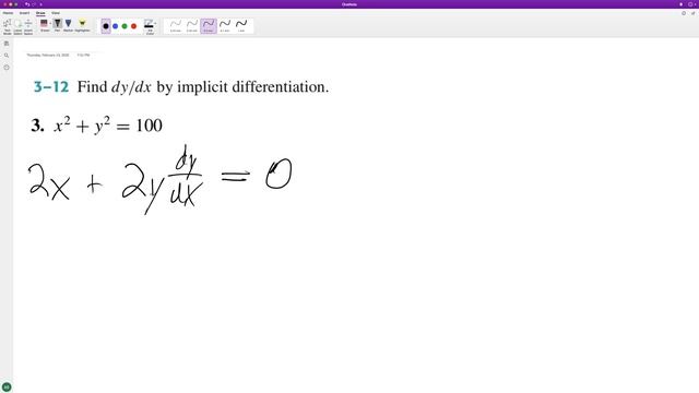 x^2 + y^2 = 100, find dy/dx using implicit differentiation смотреть онлайн