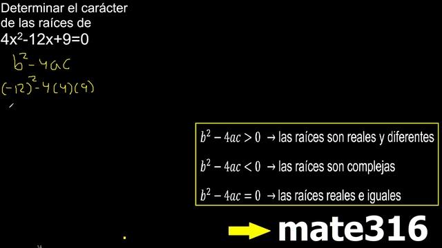 Determinar el carácter de las raíces de 4x2-12x+9=0 raices reales iguales diferentes complejas смотреть онлайн