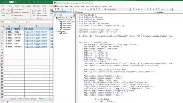 P6 - Send bulk email with dynamic table range & attachments in Outlook VBA | Kallanai YT смотреть онлайн