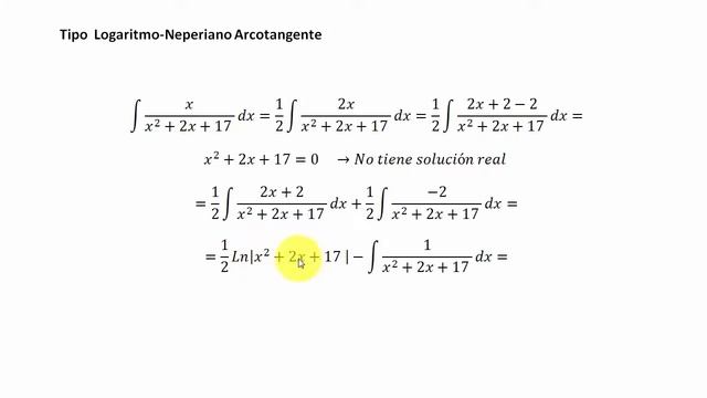 INTEGRAL RACIONAL Logaritmo neperiano arcotangente. смотреть онлайн