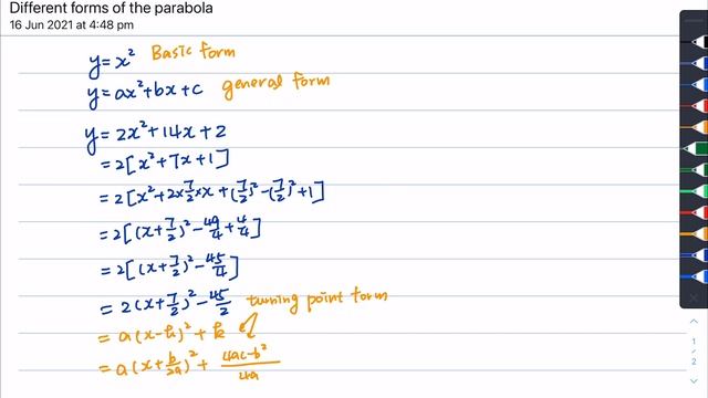 Year11 MM 2.7 Different forms of the parabola смотреть онлайн