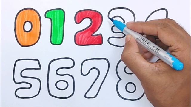1234567890, How To Draw Numbers 0 To 9 For Kids | Drawing Videos For Kids | KS ART