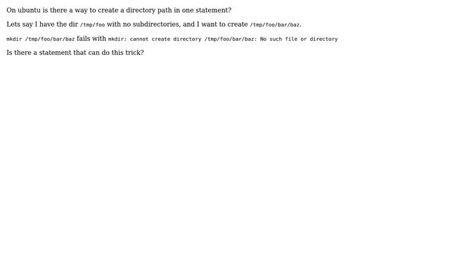 On ubuntu how to create a directory path in one statement смотреть онлайн