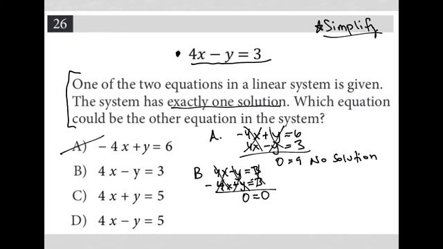 4x - y = 3. One of the two equations in a linear system is given. The system has exactly one.... смотреть онлайн