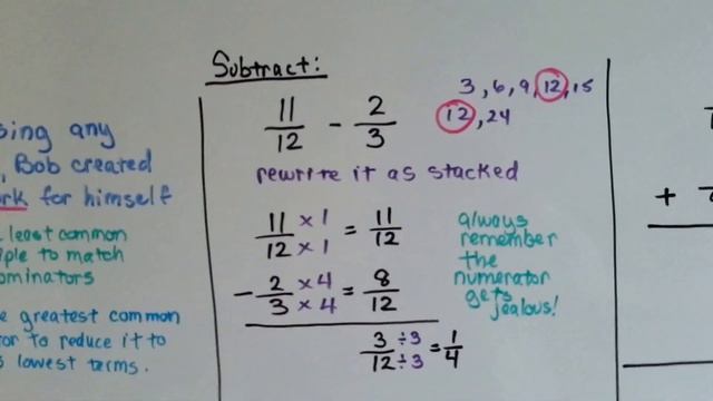 Grade 6 Math #3.3a, Add and subtract unlike fractions смотреть онлайн