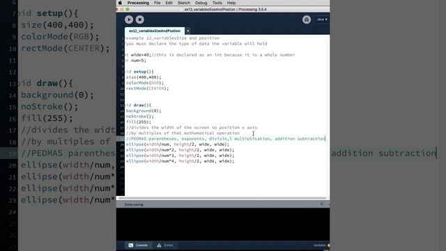 processing ex12 variables size and position смотреть онлайн