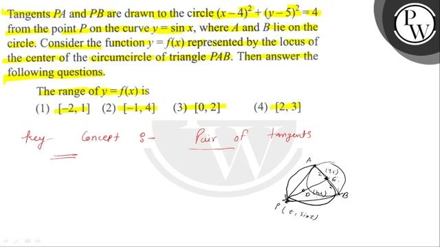 Tangents \( P A \) and \( P B \) are drawn to the circle \( (x-4)^{... смотреть онлайн