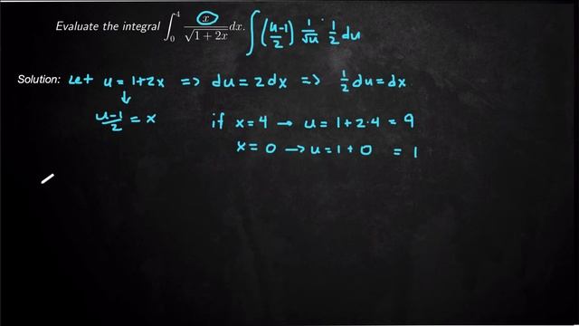 Integral of x/sqrt(1+2x) from 0 to 4 | U Substitution | Explicit Substitution смотреть онлайн
