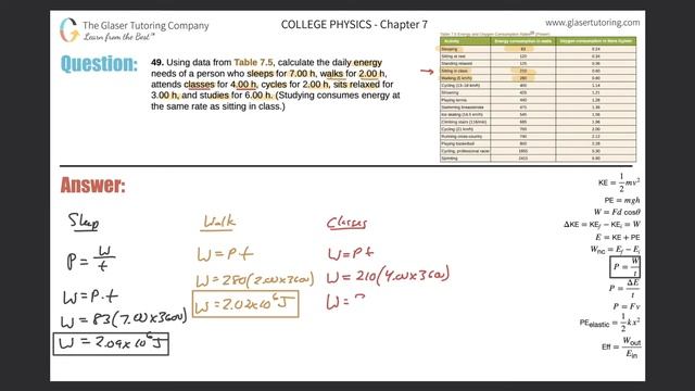 7.49 | Using data from Table 7.5, calculate the daily energy needs of a person who sleeps for 7.00 смотреть онлайн