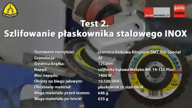 Test ściernicy listkowej talerzowej Klingspor SMT 926 Special смотреть онлайн