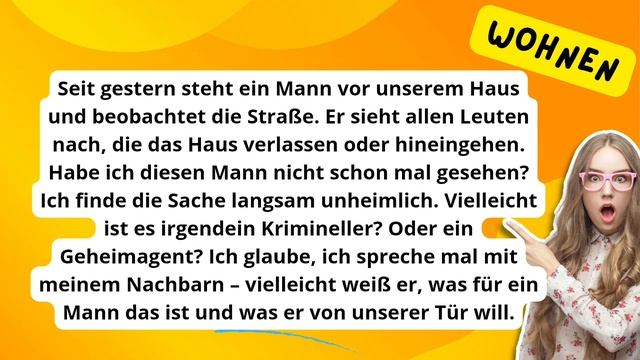LESEN: читаем базовые тексты на немецком, тема: Wohnen, ein komischer Mann😎 смотреть онлайн