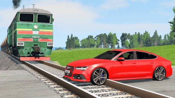 Автомобили против рельсов | BeamNG.Drive |#beamng #crashtest #crash