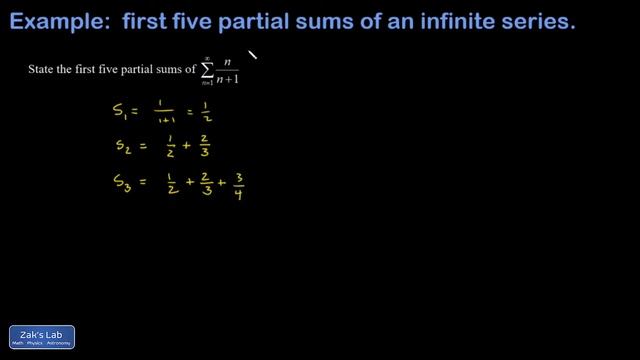 Infinite series: write the first five partial sums for sum(n/(n+1)) смотреть онлайн